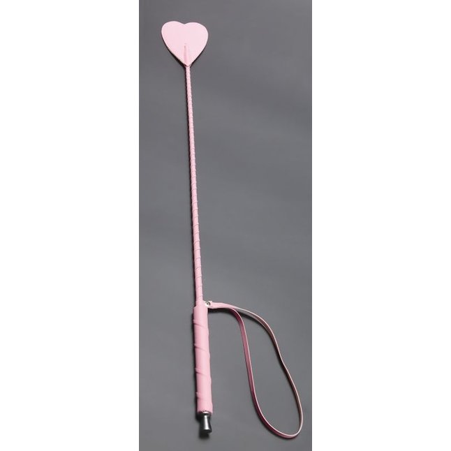 Розовый стек с наконечником-сердцем из искусственной кожи - 70 см - BDSM accessories