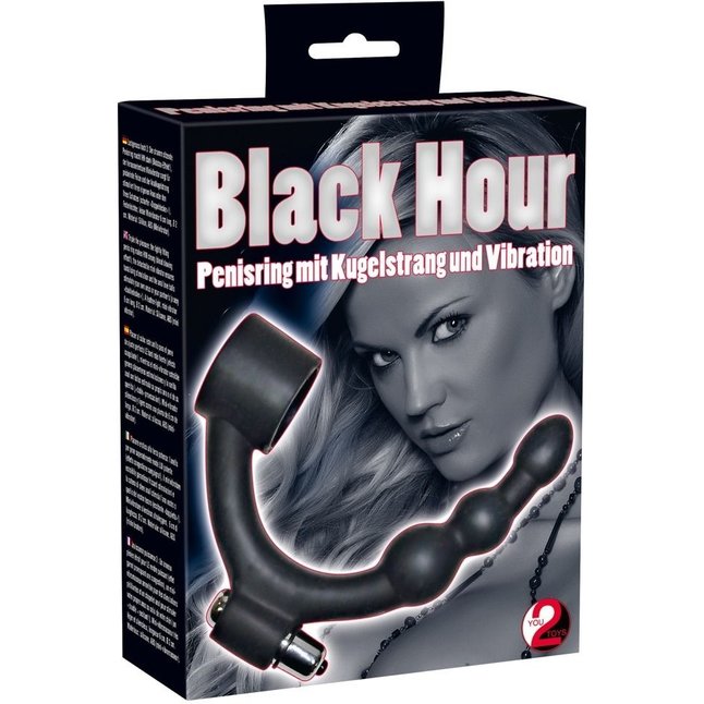 Эрекционное кольцо с вибрацией и анальным стимулятором Black Hour Penisring - You2Toys. Фотография 4.