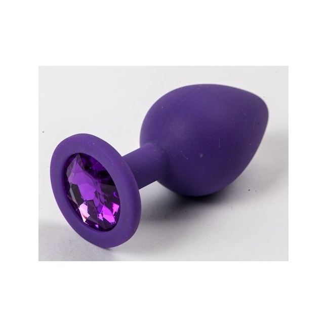 Большая фиолетовая силиконовая пробка с фиолетовым кристаллом - 9,5 см