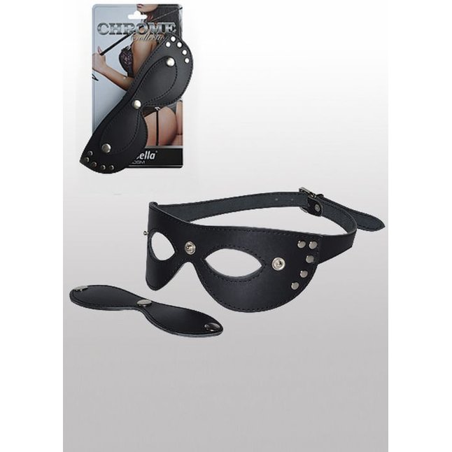 Кожаная маска с шорами Sitabella Chrome Collection - BDSM accessories