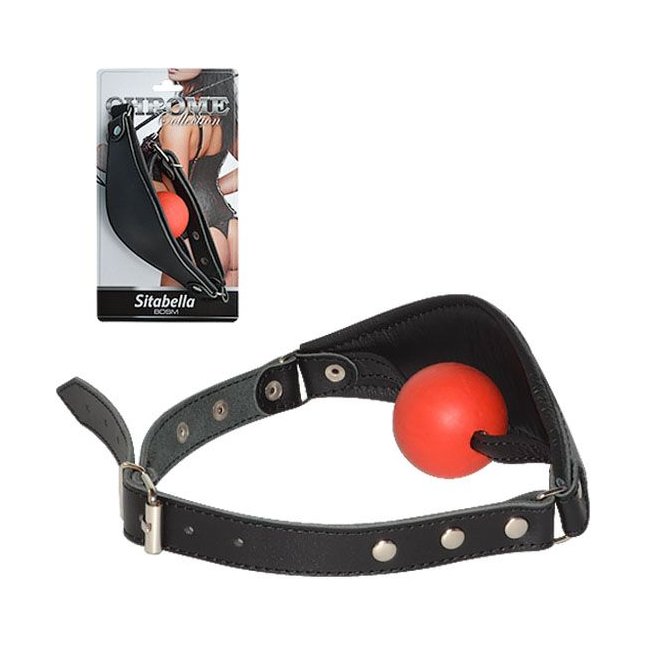 Кожаный кляп Sitabella Chrome Collection - BDSM accessories