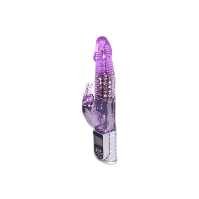Фиолетовый ротационный вибромассажер со стимуляцией клитора - 22,6 см. Фотография 3.