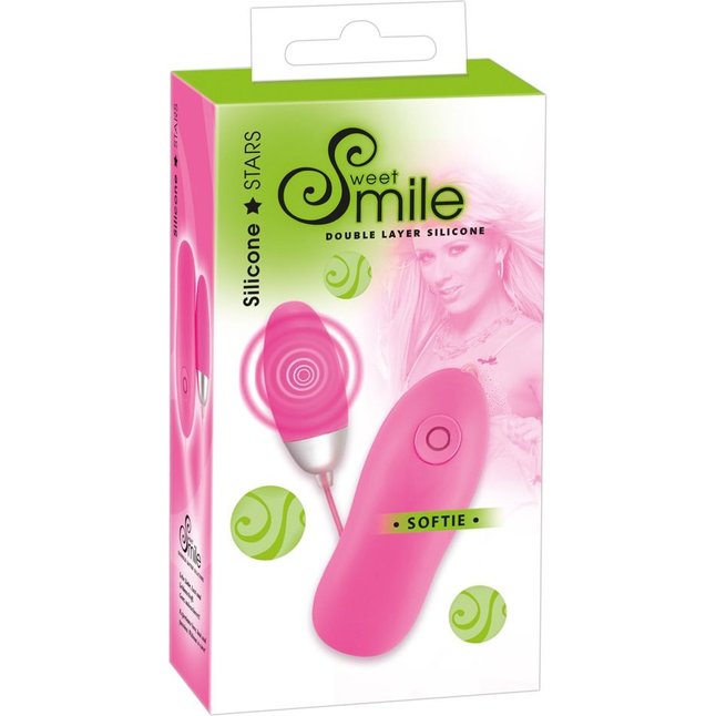 Розовое виброяичко Softie с проводным пультом управления - Smile. Фотография 3.