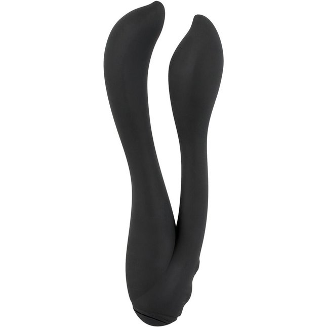 Черный анально-вагинальный вибратор - 17 см