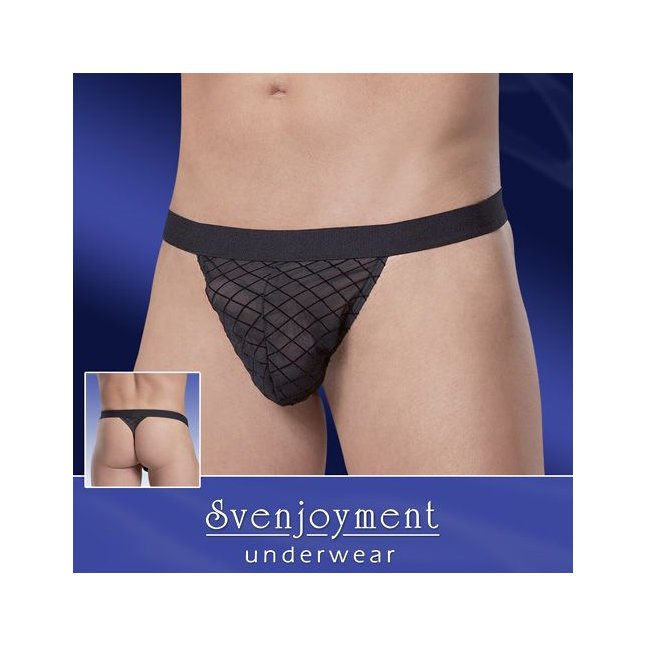 Мужские трусы-стринги из полупрозрачного материала в клетку - Svenjoyment underwear