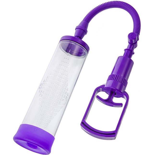 Фиолетовая вакуумная помпа с прозрачной колбой - Sexus Men. Фотография 2.