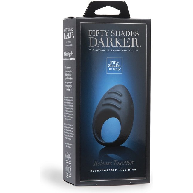 Тёмно-синее эрекционное кольцо Release Together USB Rechargeable Cock Ring - Fifty Shades Darker. Фотография 4.