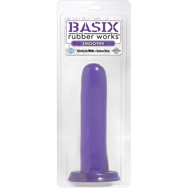Фиолетовый анальный фаллоимитатор Smoothy - 13,3 см - Basix Rubber Works. Фотография 2.