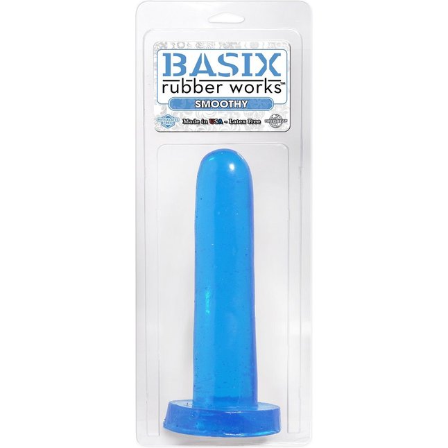 Голубой анальный фаллоимитатор Smoothy - 13,3 см - Basix Rubber Works. Фотография 2.