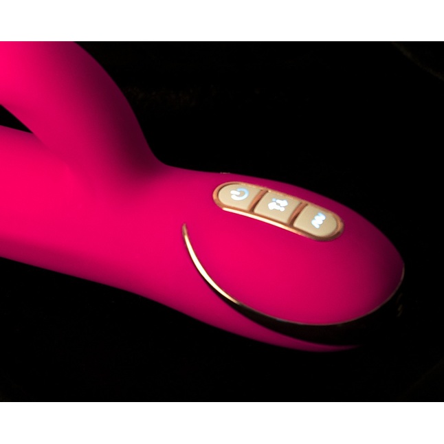 Розовый вибратор со стимулятором клитора Rabbit Tres Chic - 23 см. Фотография 8.