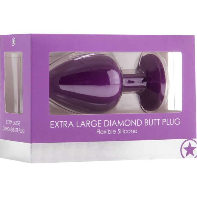 Фиолетовая анальная пробка OUCH! Extra Large Diamond Butt Plug с кристаллом - 9,3 см - Ouch!. Фотография 2.
