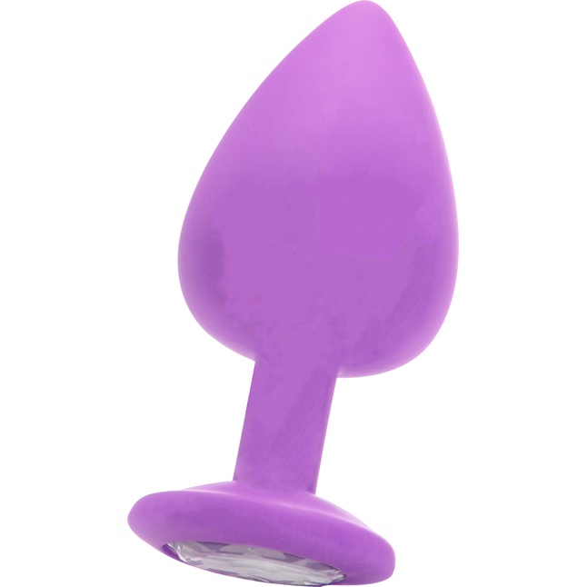 Фиолетовая анальная пробка OUCH! Extra Large Diamond Butt Plug с кристаллом - 9,3 см - Ouch!