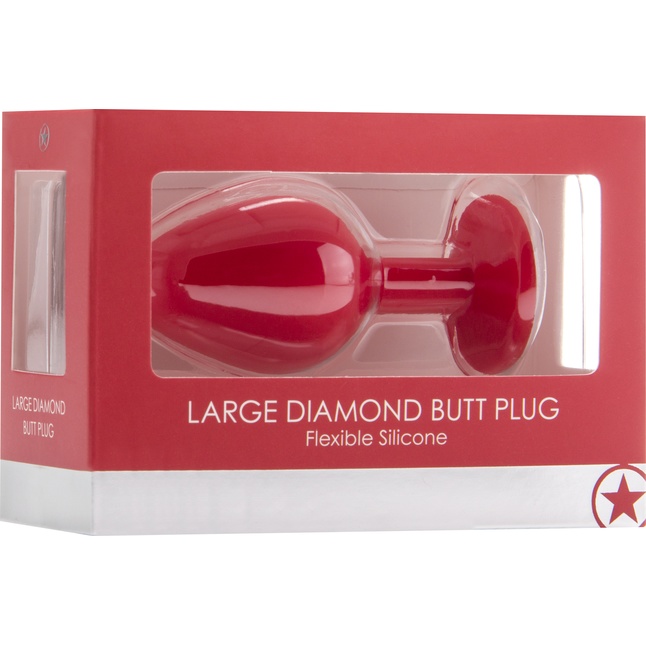 Большая красная анальная пробка OUCH! Large Diamond Butt Plug с кристаллом - 8 см - Ouch!. Фотография 2.