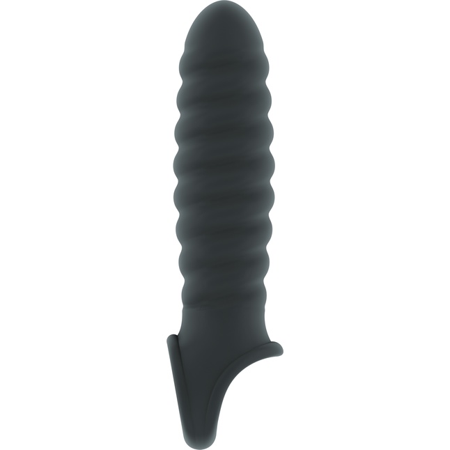 Серая ребристая насадка Stretchy Penis Extension No.32 - Sono. Фотография 2.