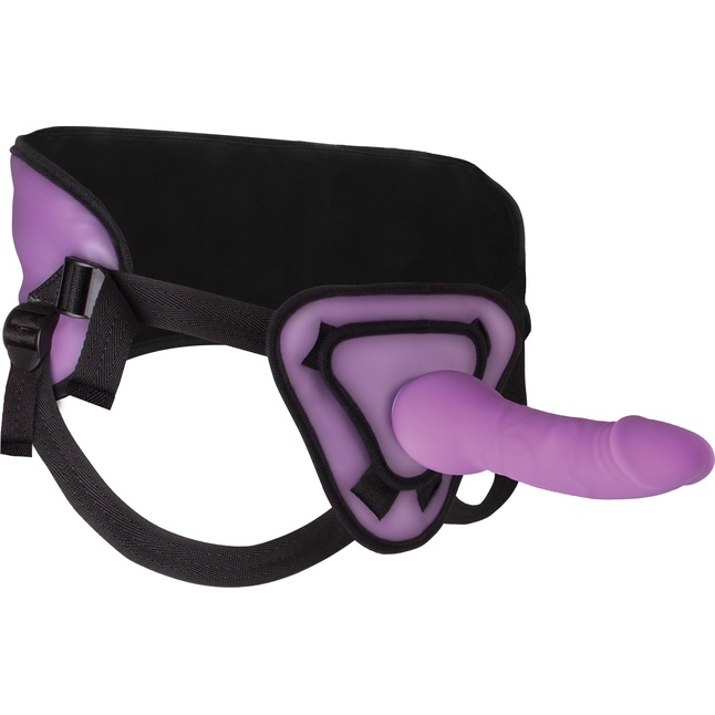 Фиолетовый страпон Deluxe Silicone Strap On 10 Inch - 25,5 см - Ouch!. Фотография 2.