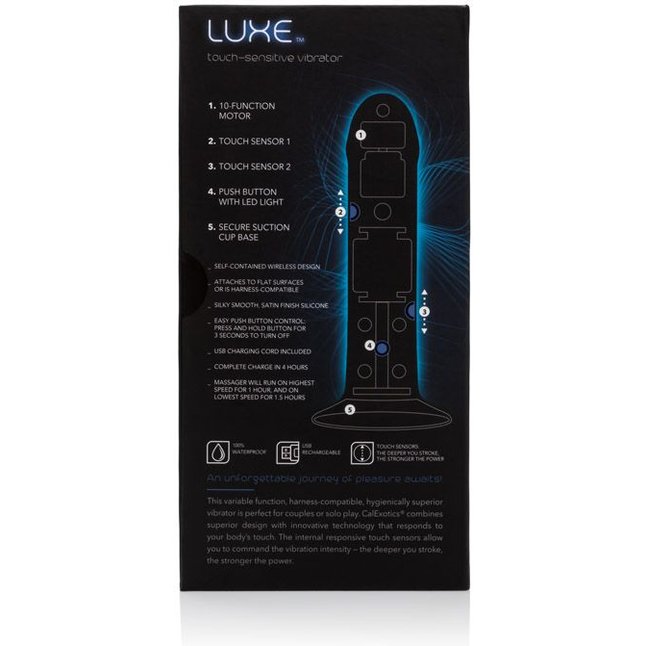 Перезаряжаемый телесный вибратор на присоске LUXE Touch-Sensitive Vibrator - 16,5 см - Luxe. Фотография 5.