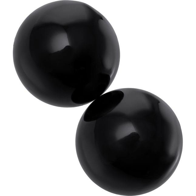 Чёрные гладкие вагинальные шарики из стекла - Sexus Glass. Фотография 3.