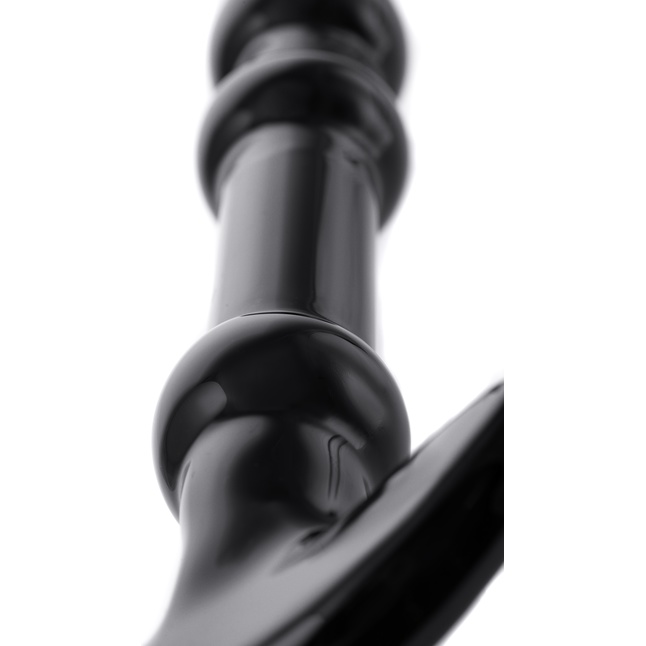 Элегантный чёрный анальный стимулятор с шариками на стволе - 19 см - Sexus Glass. Фотография 4.