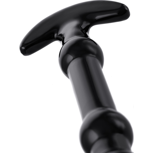 Элегантный чёрный анальный стимулятор с шариками на стволе - 19 см - Sexus Glass. Фотография 5.