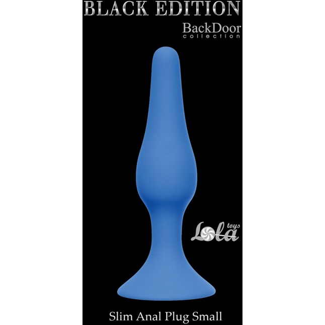 Синяя малая анальная пробка Slim Anal Plug Small - 10,5 см - Back Door Collection Black Edition. Фотография 2.