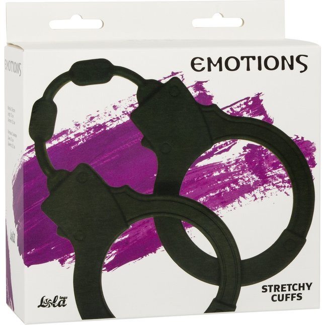 Чёрные силиконовые наручники Stretchy Cuffs Black - Emotions. Фотография 2.
