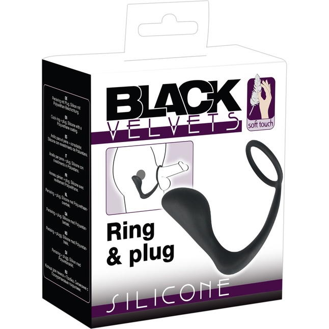 Чёрное эрекционное кольцо с анальной пробкой Black Velvets Ring Plug - You2Toys. Фотография 10.