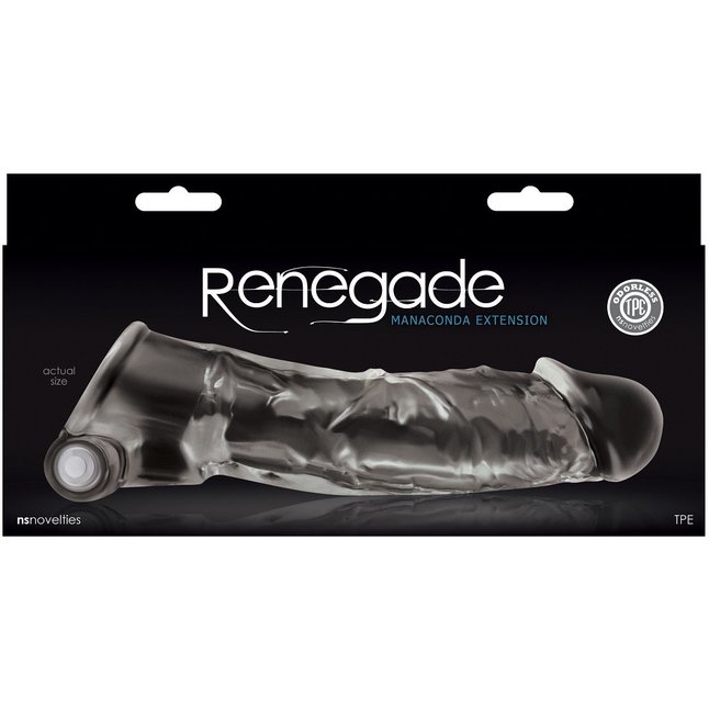 Прозрачная насадка с закрытой головкой и вибрацией Renegade Manaconda - 18,3 см - Renegade. Фотография 2.