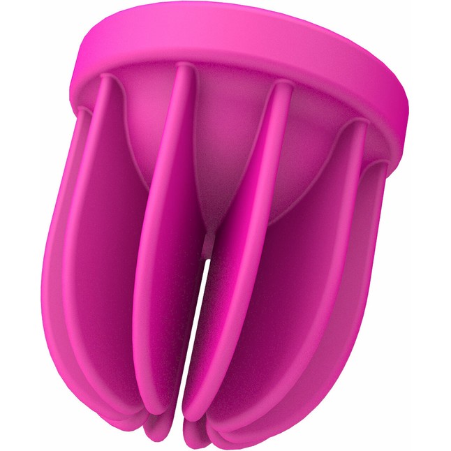 Розовый клиторальный стимулятор Caress с 5 заменяемыми насадками. Фотография 5.