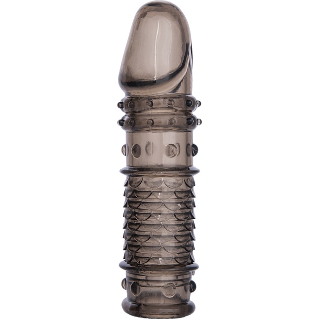 Дымчатая закрытая насадка ToyFa XLover с чешуйками и пупырышками - 13,5 см - XLover