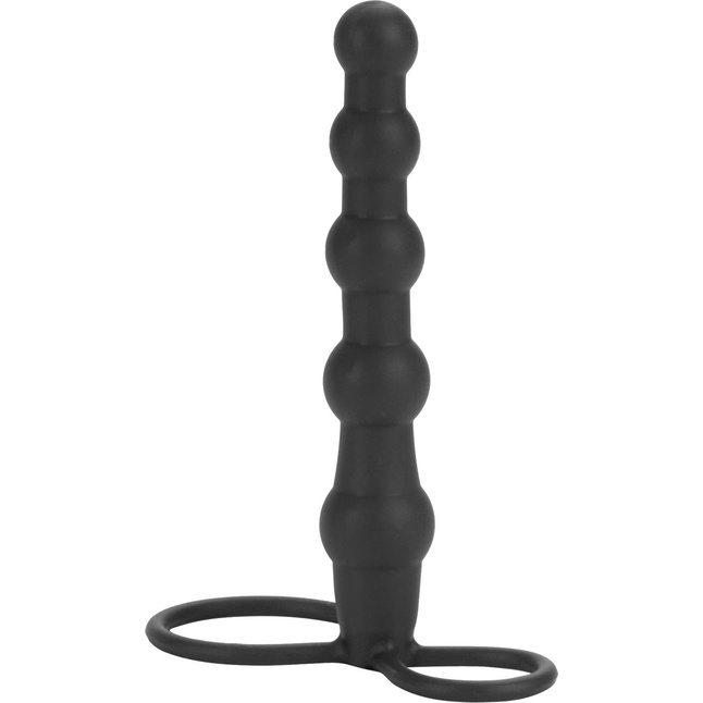 Насадка на пенис для двойного проникновения Silicone Beaded Double Rider - 14 см - Anal Toys. Фотография 2.