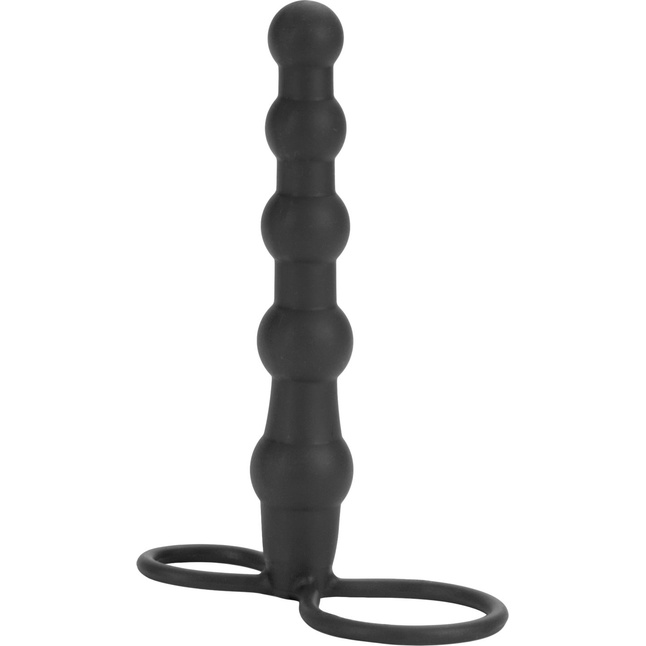 Насадка на пенис для двойного проникновения Silicone Beaded Double Rider - 14 см - Anal Toys