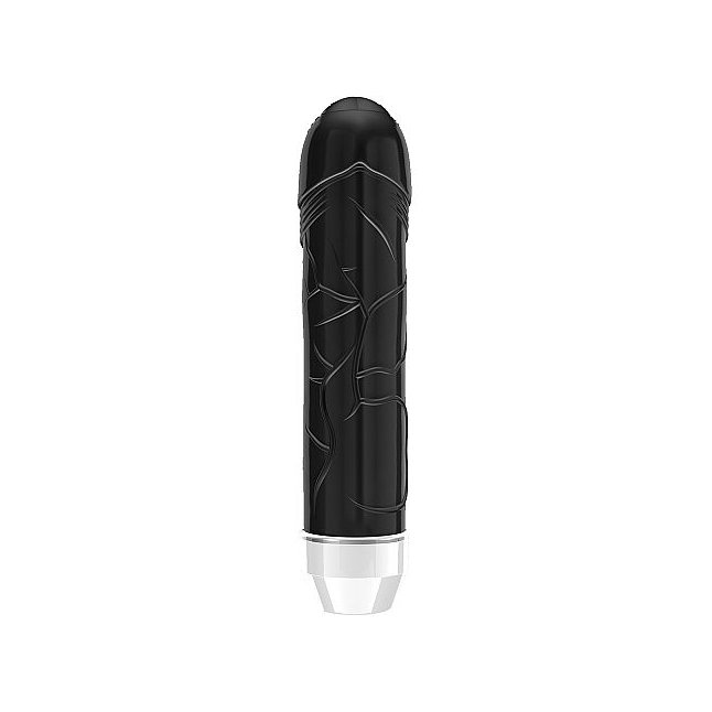 Чёрный вибратор Lenore с тонкими венками - 14,5 см - Loveline
