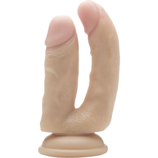Телесный анально-вагинальный фаллоимитатор Realistic Double Cock 6,5 Inch - 16,5 см - RealRock