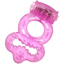  Розовое эрекционное кольцо с вибратором и подхватом 