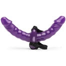  Фиолетовый страпон Double Delight Strap-on с вагинальной пробкой - 15 см. 