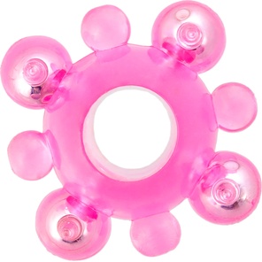  Розовое эрекционное кольцо c бусинками 