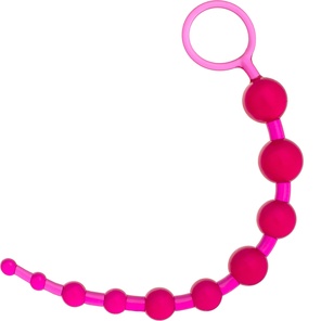  Розовая анальная цепочка из 10 шариков 30 см 