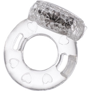  Толстое прозрачное эрекционное кольцо с вибратором 