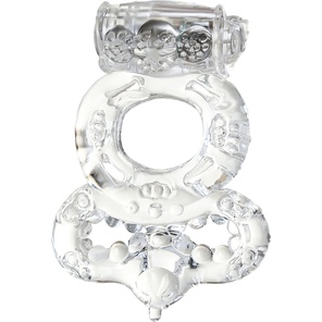  Прозрачное эрекционное кольцо с вибратором и подхватом 