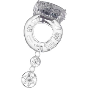  Прозрачное эрекционное кольцо с вибратором и хвостом 