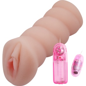  Мастурбатор-вагина с вибрацией и углублениями под пальцы 