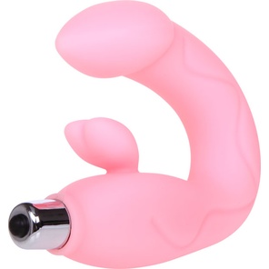  Розовый вибромассажер со стимуляцией клитора и точки G 