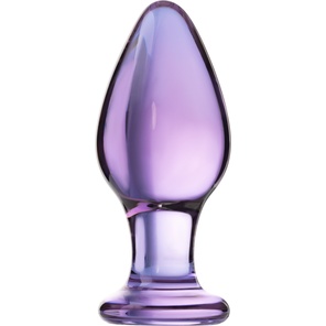  Фиолетовая стеклянная анальная пробка 10 см 