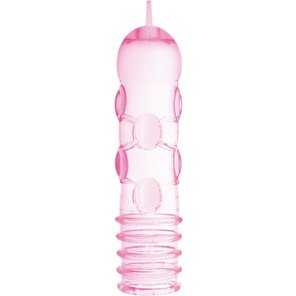  Розовая рельефная насадка на пенис или вибратор NUBS 