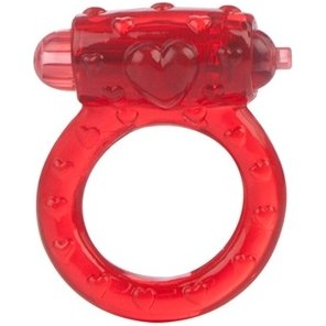  Красное эрекционное кольцо на пенис с вибрацией LOVE STUFF 