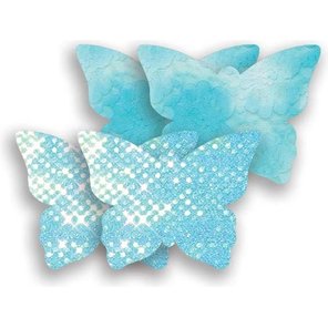  Комплект из 1 пары голубых пэстис-бабочек с блестками и 1 пары голубых пэстис-бабочек с кружевной поверхностью 