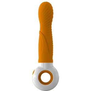  Оранжево-белый вибратор O-zone с ручкой-кольцом 
