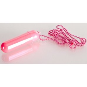  Розовый мини-вибратор на цепочке 