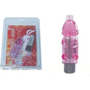  Розовая вибропуля с насадкой Зайчонок 