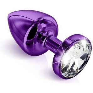  Анальная пробка с кристаллом ANNI round purple T3 фиолетового цвета 9 см 